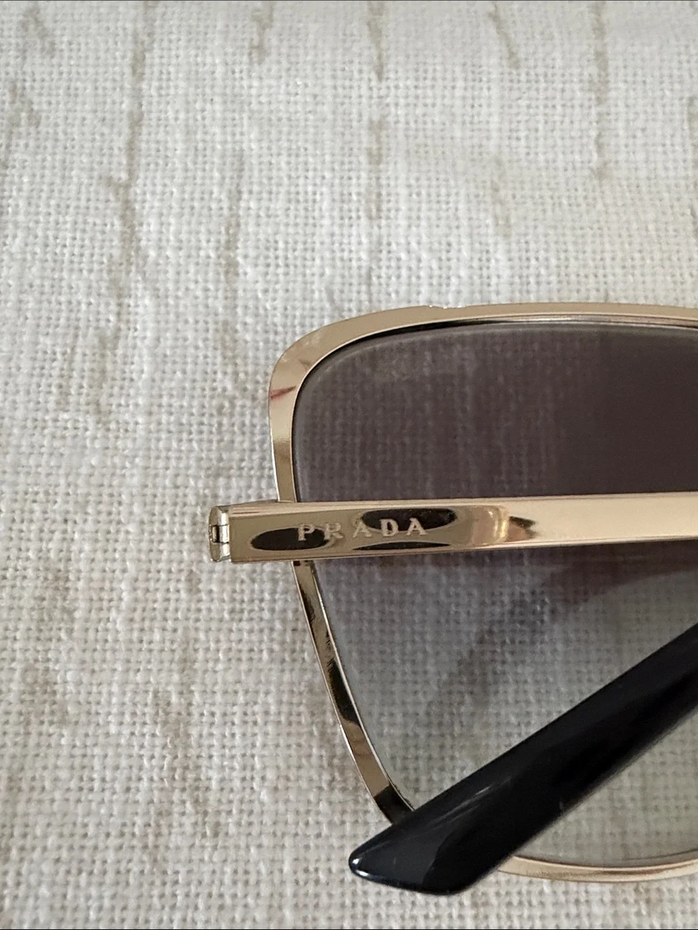 Prada Gold Frame Black Gradient Oversized Women's Sunglasses